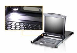 Квм консоль ATEN 17" 16-Port PS/2-USB VGA Single Rail LCD KVM Switch - фото 59364
