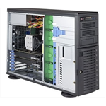 Шасси серверное Supermicro SuperWorkstation 4U Tower 5049A-T noCPU(1)2rd Gen Xeon Scalable/TDP 205W/no DIMM(12)/ SATARAID HDD(8)LFF/2xM.2 NVMe 7xFH/1x10GbE 1x1GbE/1x1200W
