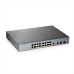 Коммутатор Smart L2 коммутатор PoE+ для IP-видеокамер Zyxel NebulaFlex Pro GS1350-18HP, rack 19", 16xGE PoE+, 2xCombo (SFP/RJ-45), бюджет PoE 250 Вт, питание до 250м, автоперезагрузка PoE-портов